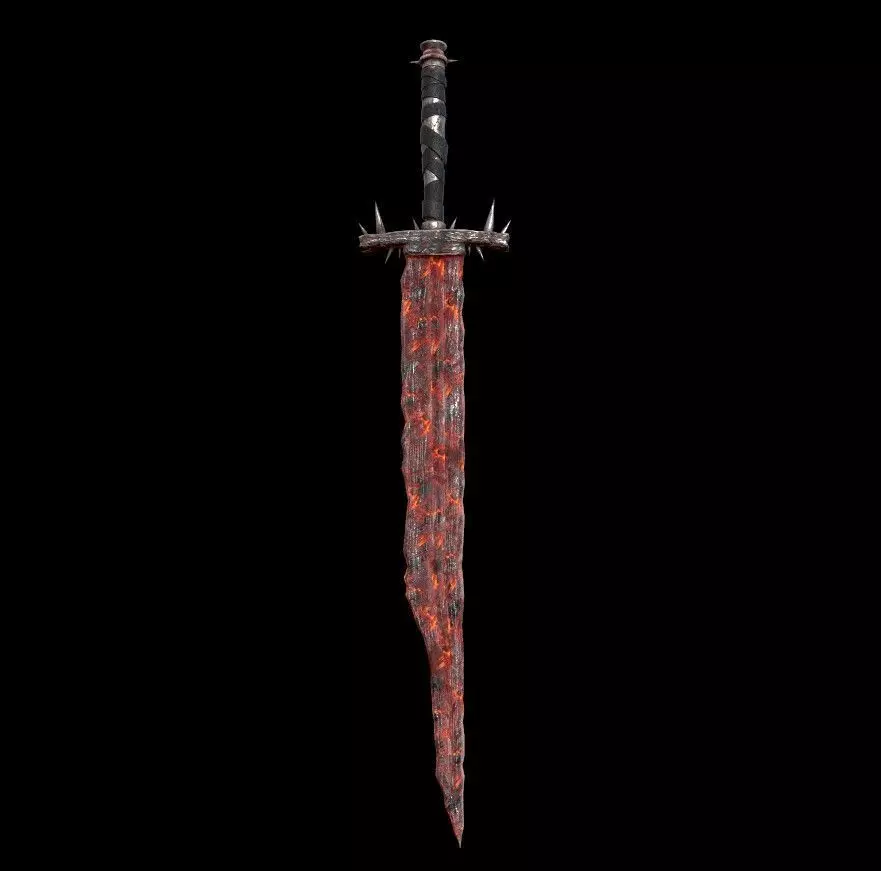 fantasy lava blade Low-poly 3D model_0
