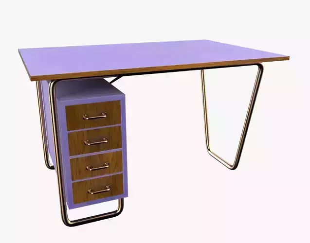 Czech Tubular Desk Working Desk Purple