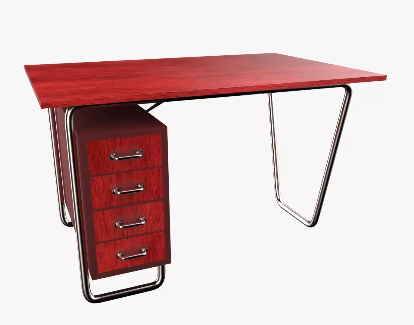 Czech Tubular Desk Working Desk Red 3D model