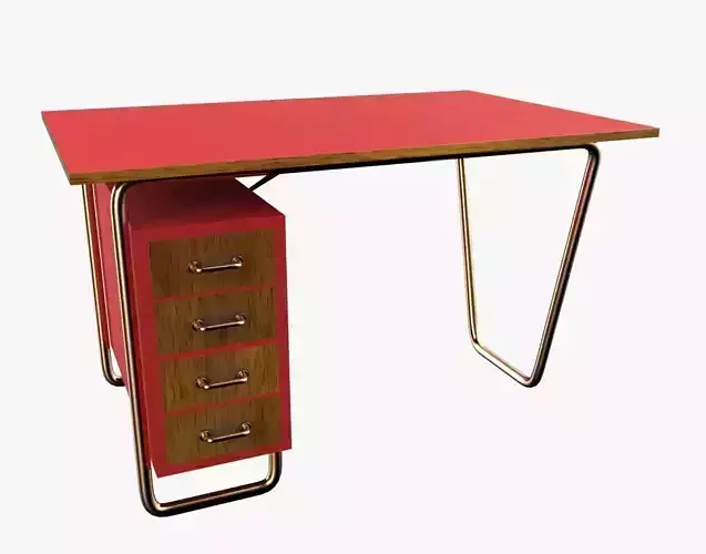 Czech Tubular Desk Working Desk Red V2