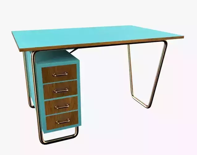Czech Tubular Desk Working Desk Turquoise