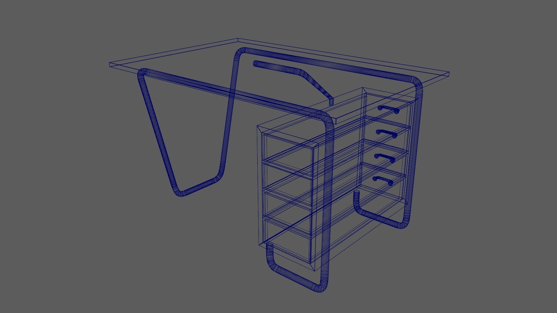 Czech Tubular Desk Working Desk White 3D model_16