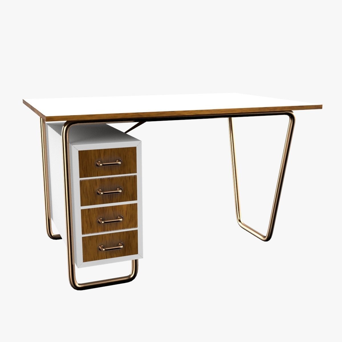 Czech Tubular Desk Working Desk White 3D model_22