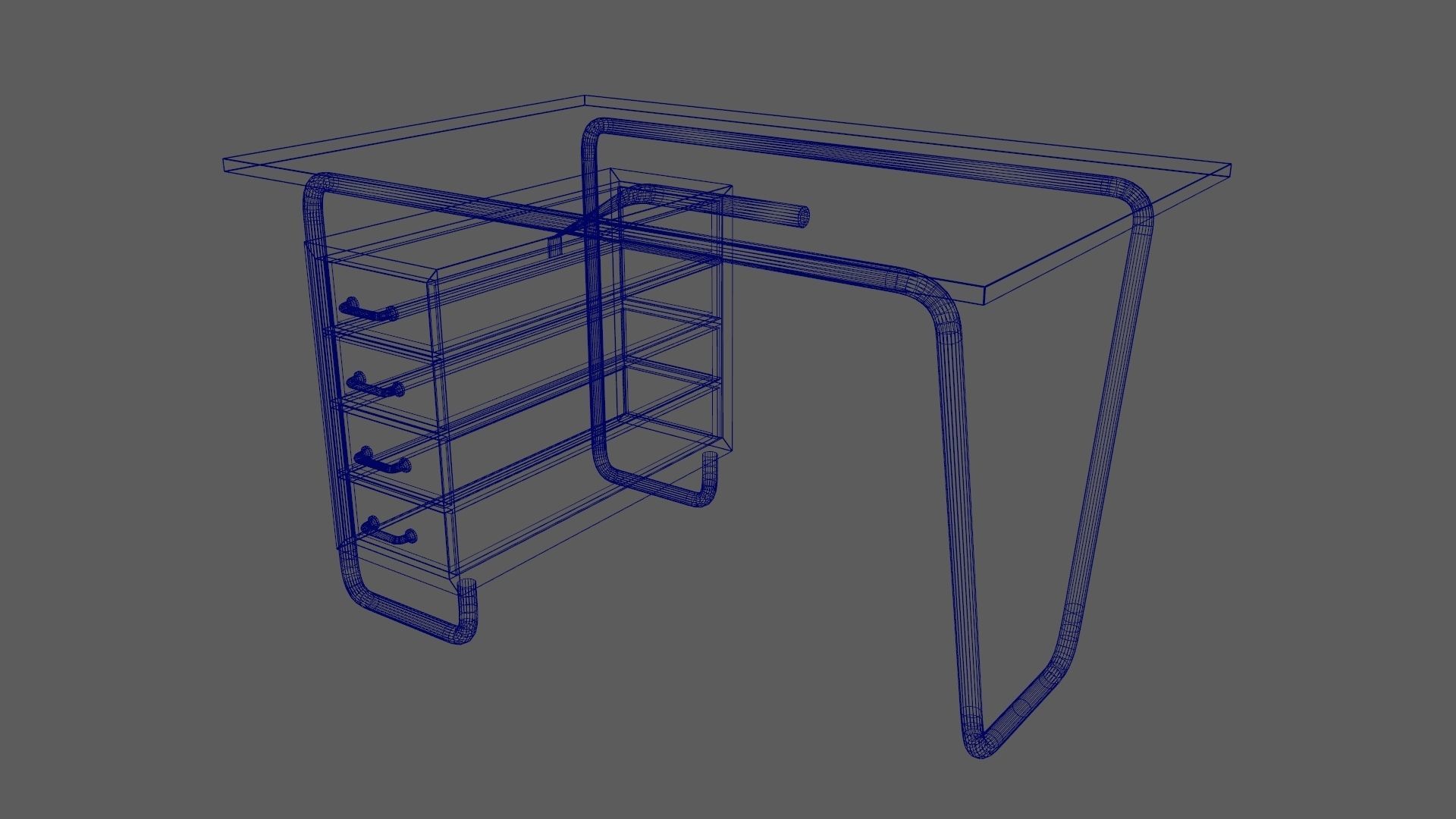 Czech Tubular Desk Working Desk White 3D model_14
