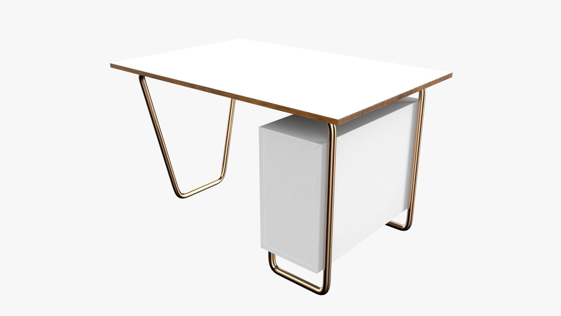 Czech Tubular Desk Working Desk White 3D model_4
