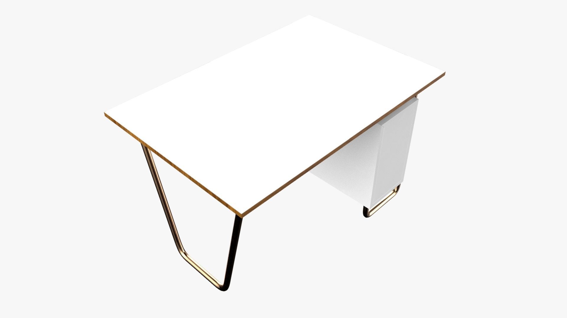 Czech Tubular Desk Working Desk White 3D model_3