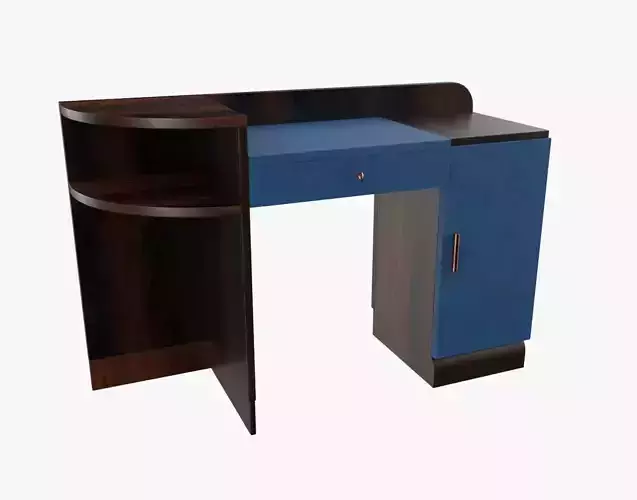 French Desk Drawers Interior Desk Blue 3D model