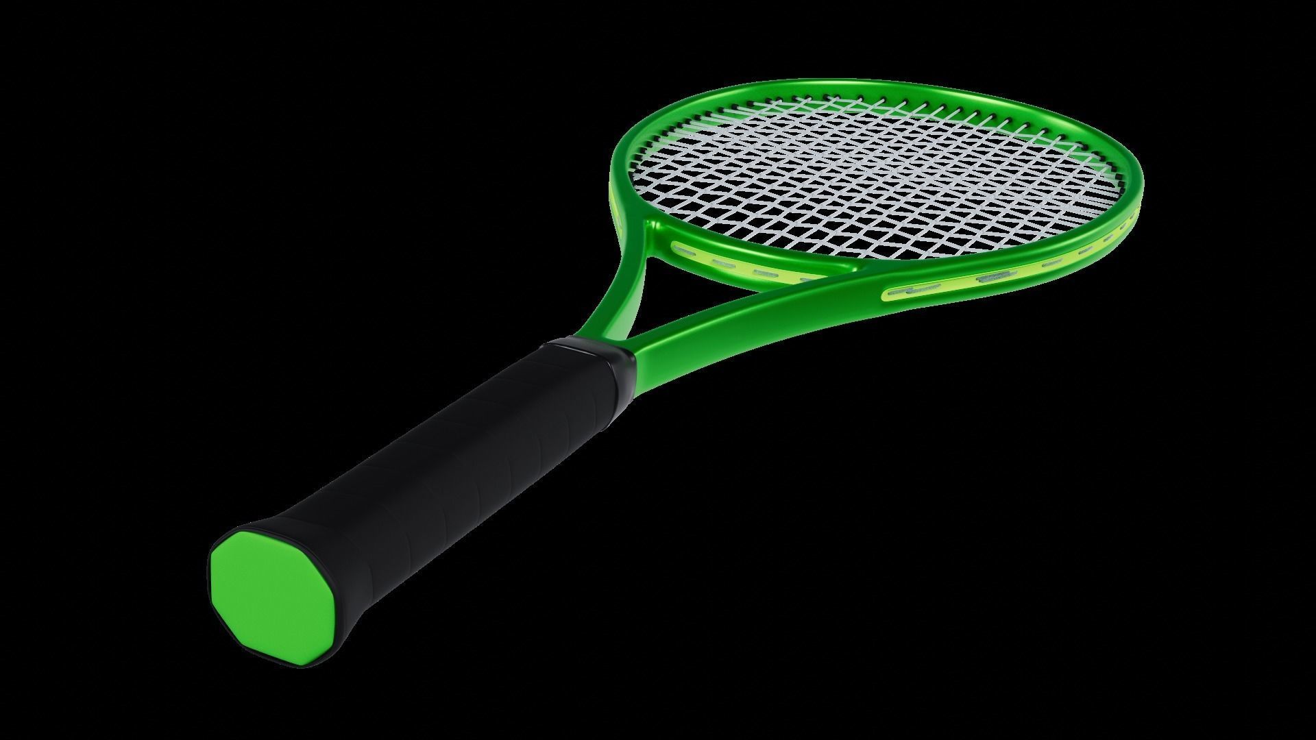 Tennis racket carbon fiber black 3D model_12
