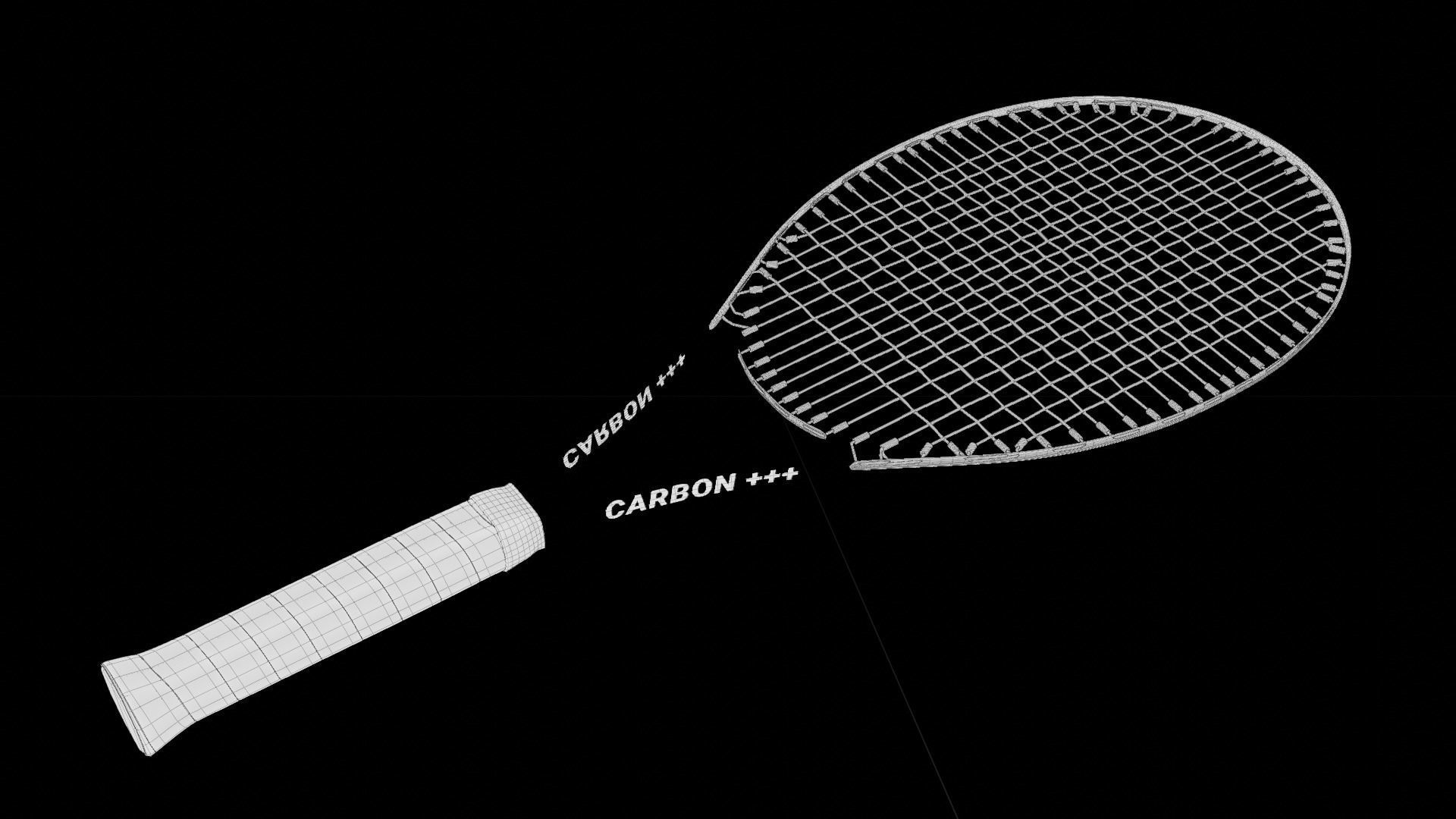 Tennis racket carbon fiber black 3D model_8
