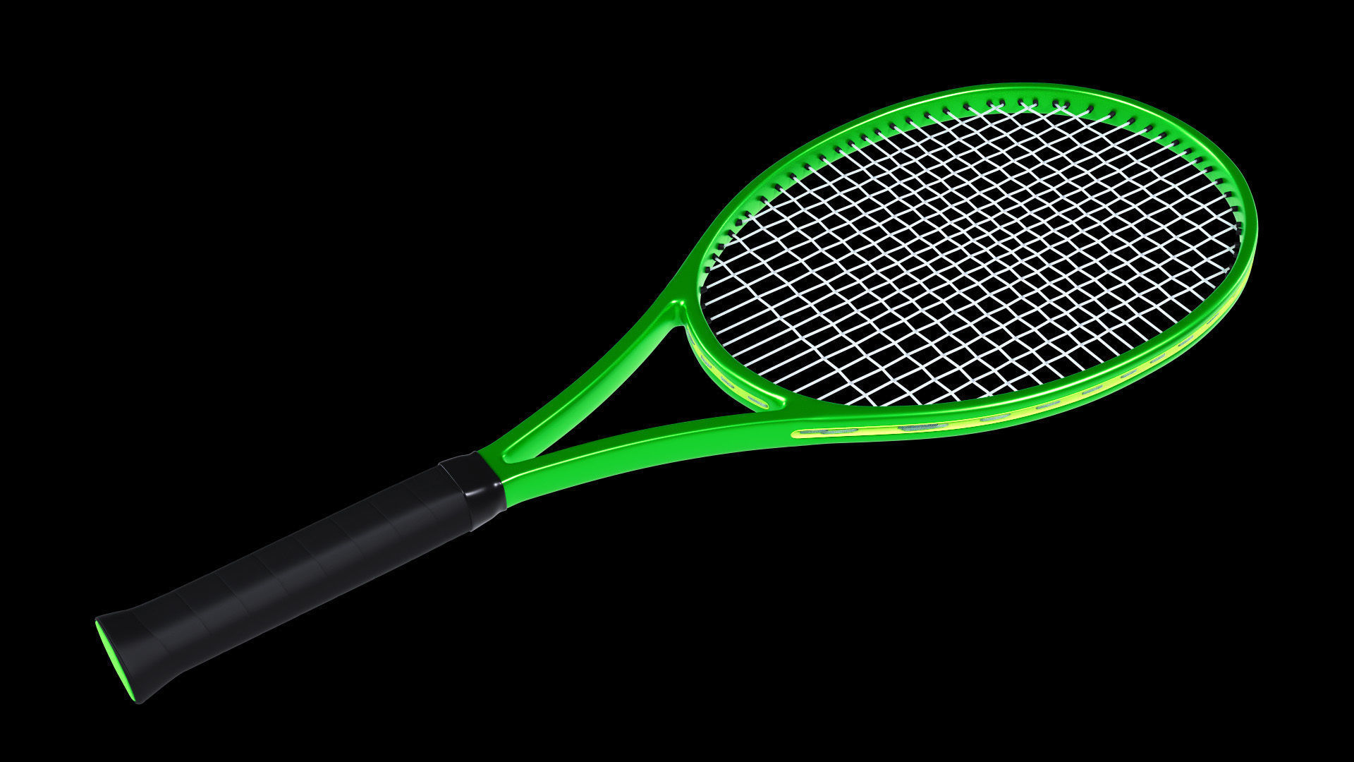 Tennis racket carbon fiber black 3D model_6