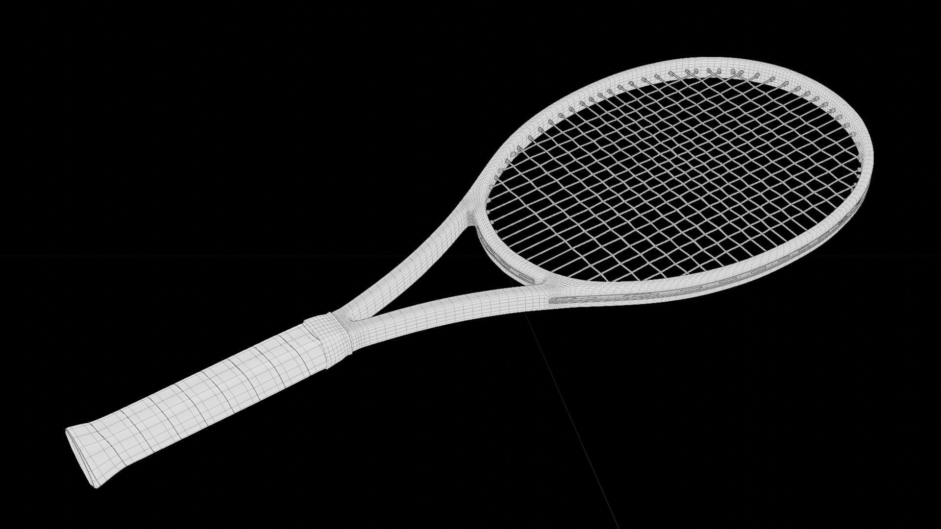 Tennis racket carbon fiber black 3D model_7