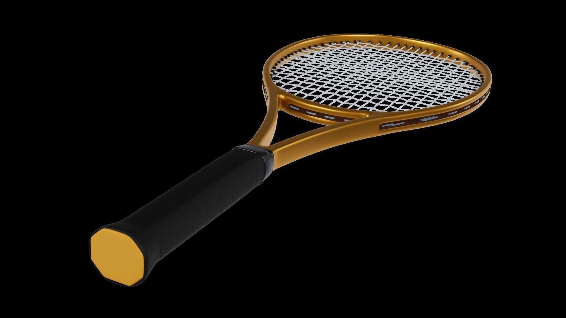 Tennis racket carbon fiber black 3D model_14