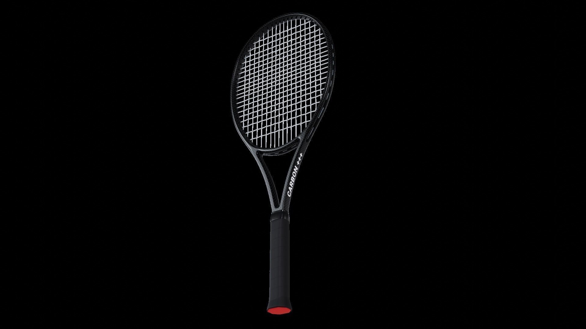 Tennis racket carbon fiber black 3D model_16
