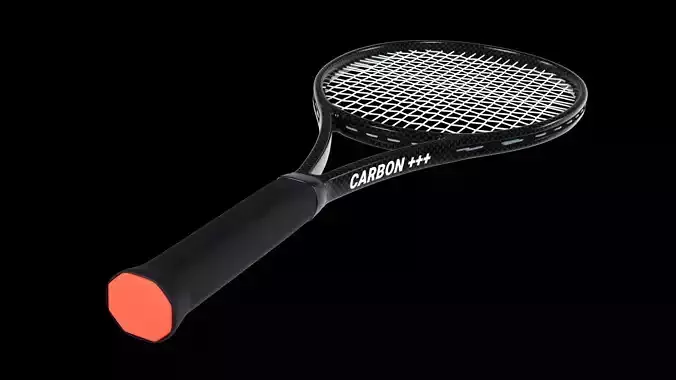 Tennis racket carbon fiber black 3D model Tennis racket carbon fiber black 3D model