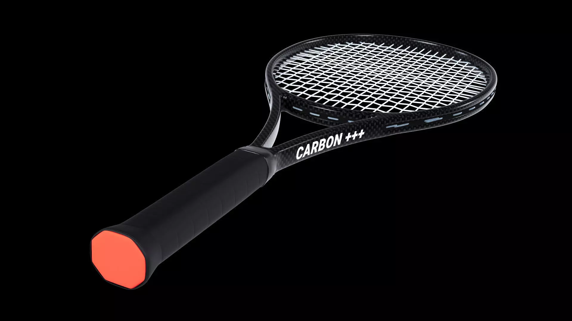 Tennis racket carbon fiber black 3D model_0