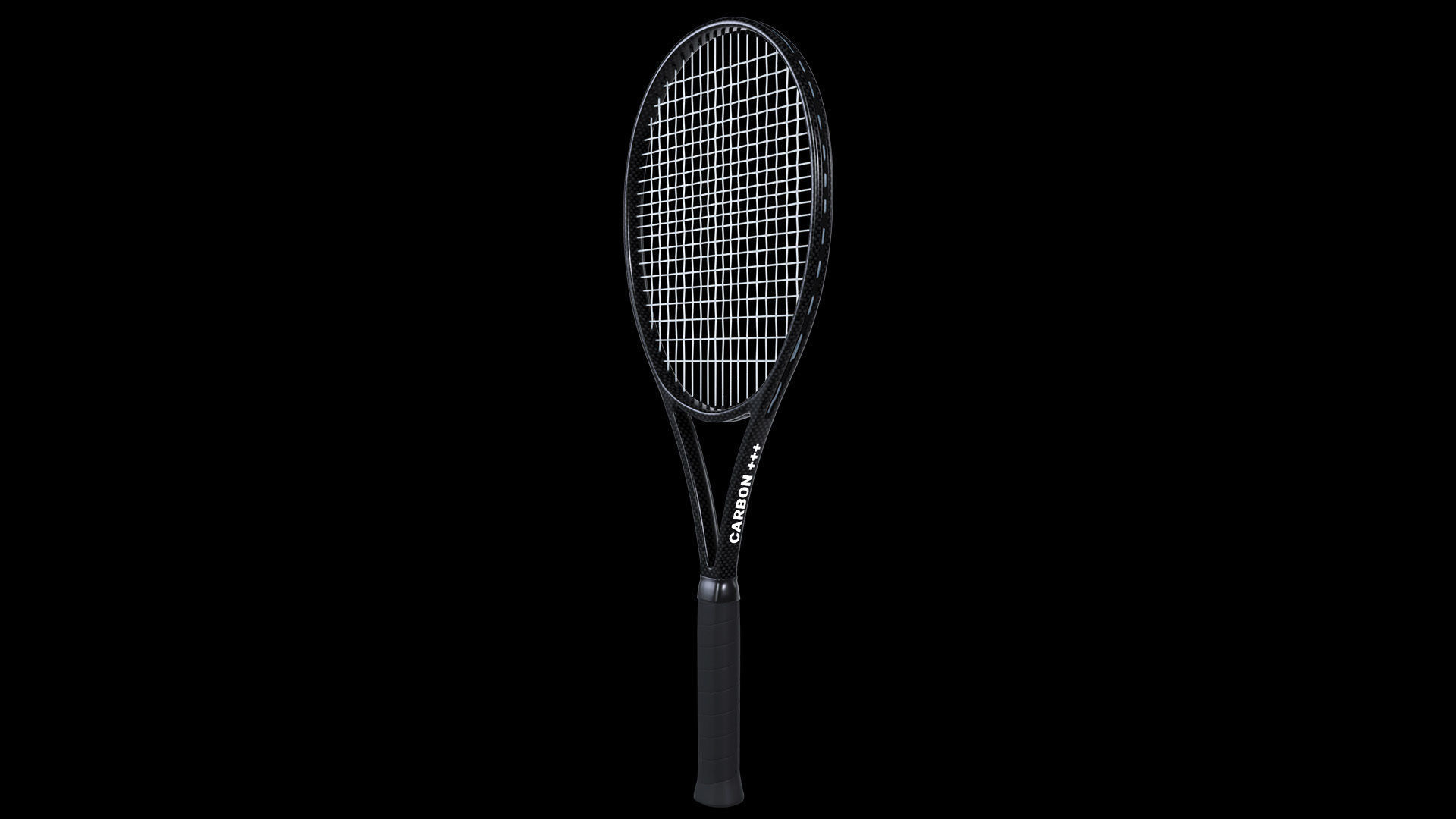 Tennis racket carbon fiber black 3D model_4