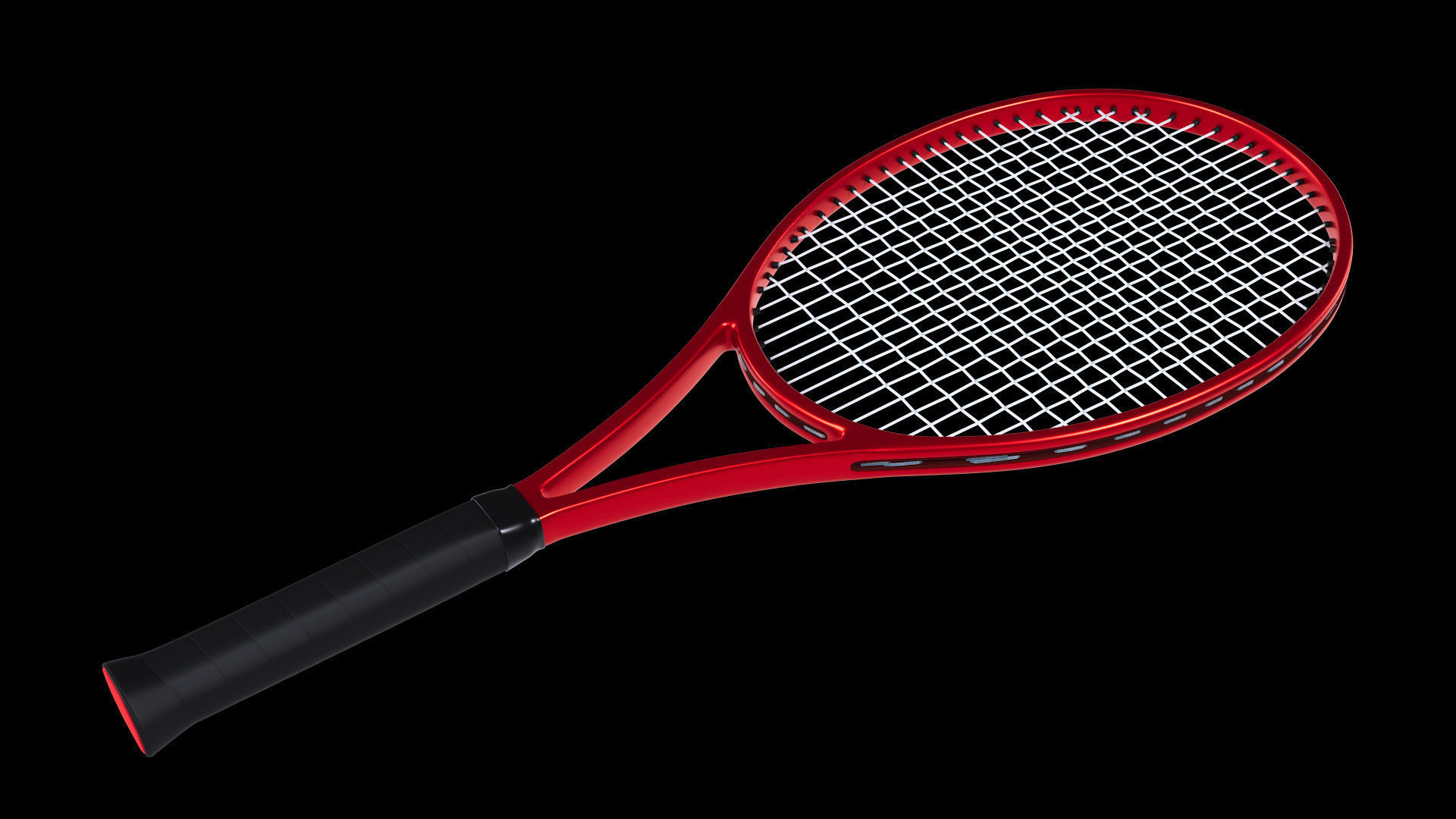 Tennis racket carbon fiber black 3D model_5