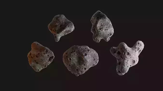 Detailed asteroid space rocks high-poly set 5 3D model