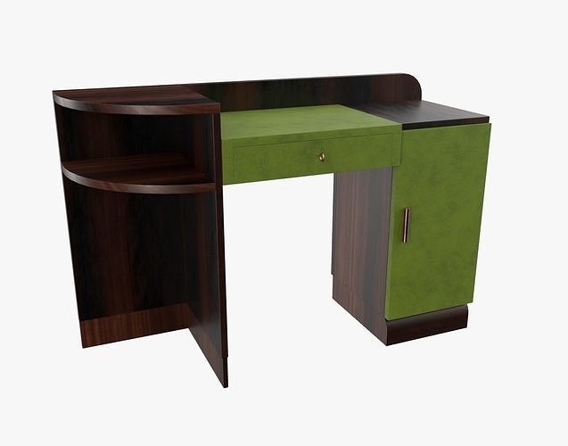 French Desk Drawers Interior Desk Green 3D model | CGTrader