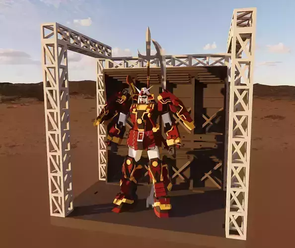 Musha Gundam Figurine With Stand 3D model