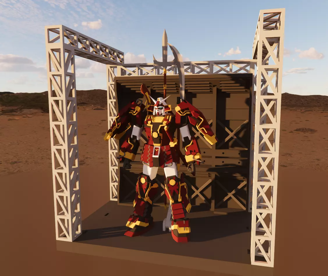 Musha Gundam Figurine With Stand 3D model_0