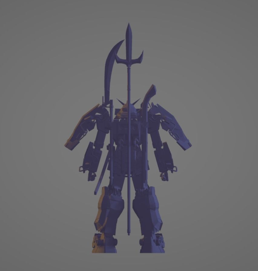 Musha Gundam Figurine With Stand 3D model_5
