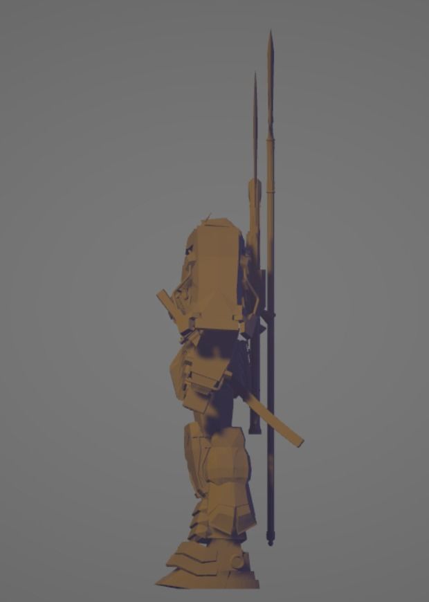 Musha Gundam Figurine With Stand 3D model_4