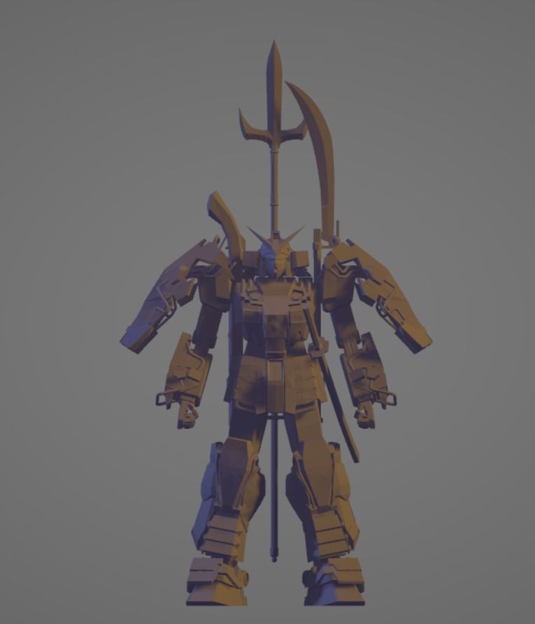 Musha Gundam Figurine With Stand 3D model_3