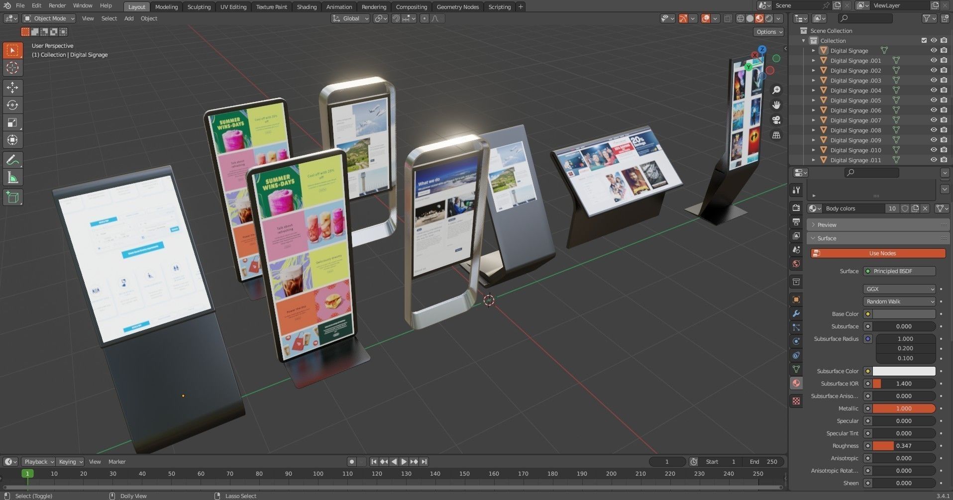Digital Signage Pack Low-poly 3D model_17