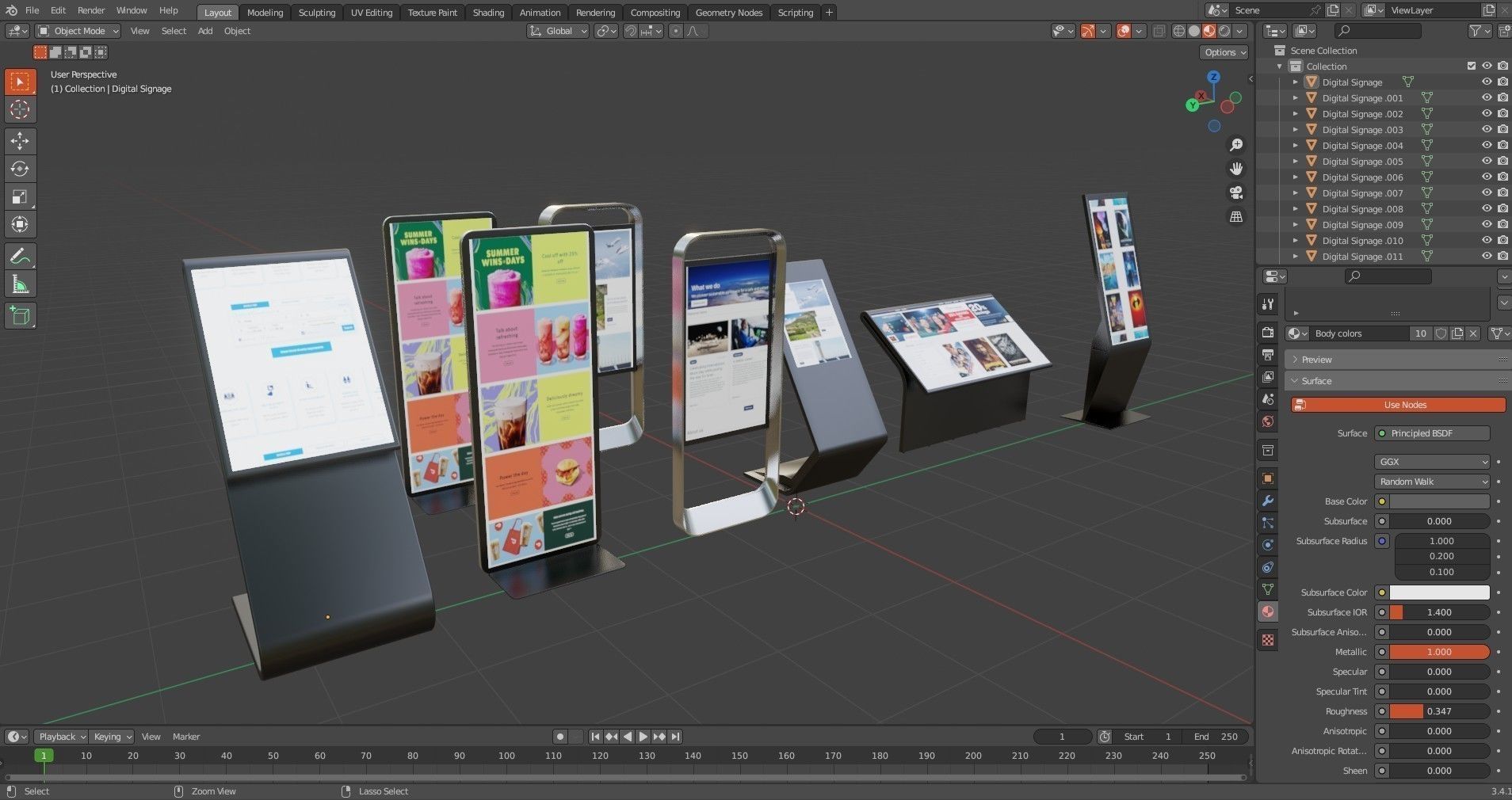Digital Signage Pack Low-poly 3D model_15