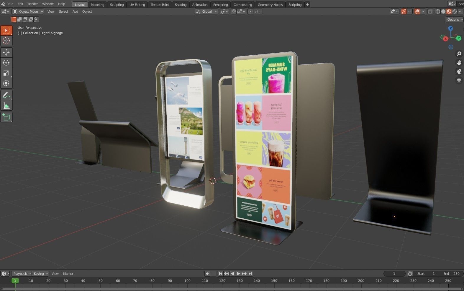 Digital Signage Pack Low-poly 3D model_14