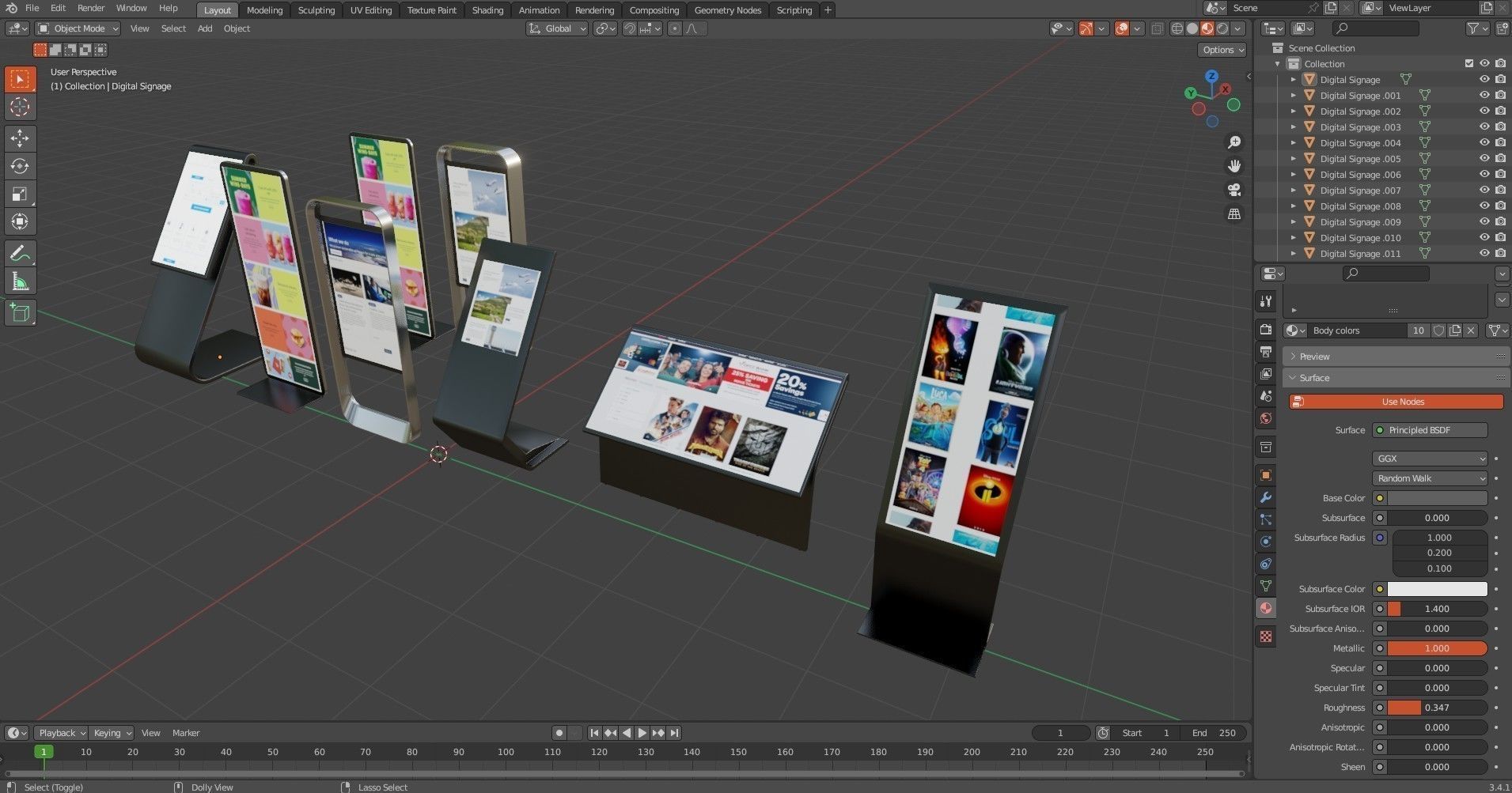 Digital Signage Pack Low-poly 3D model_16