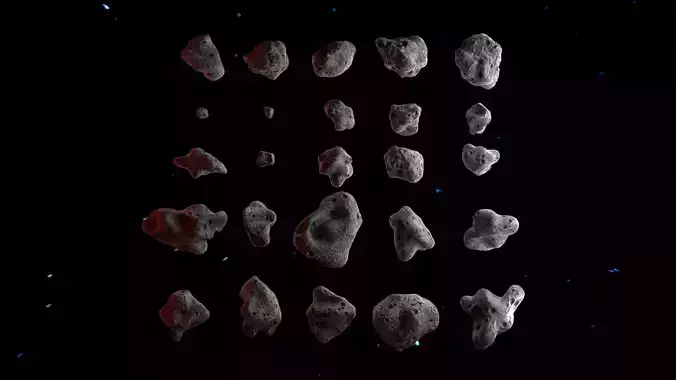 Detailed asteroids space rocks high-poly 3D Model Collection