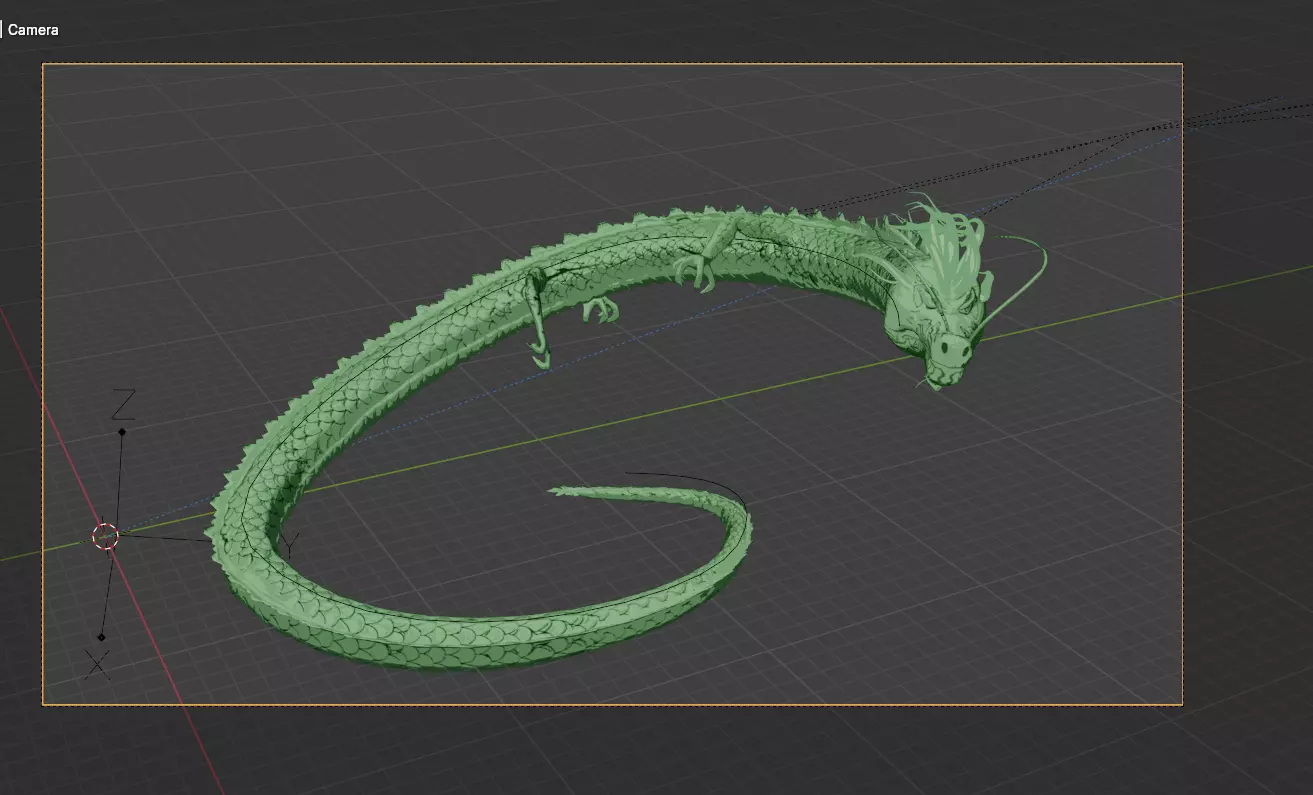 3d stylized green asian dragon model Blender Texture painted Low-poly 3D model_0