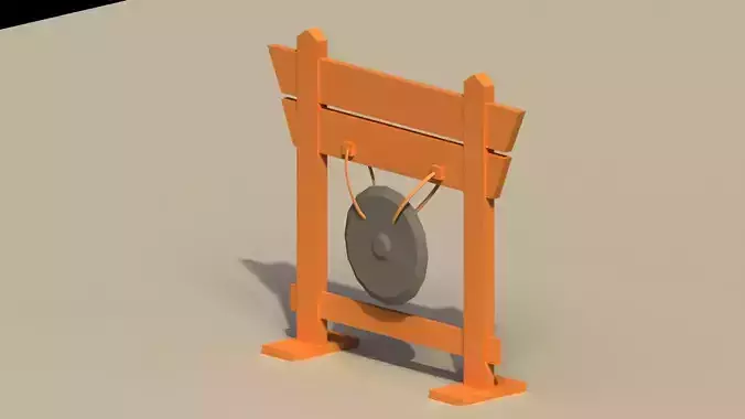 Low Poly Japanese Gong Low-poly 3D model
