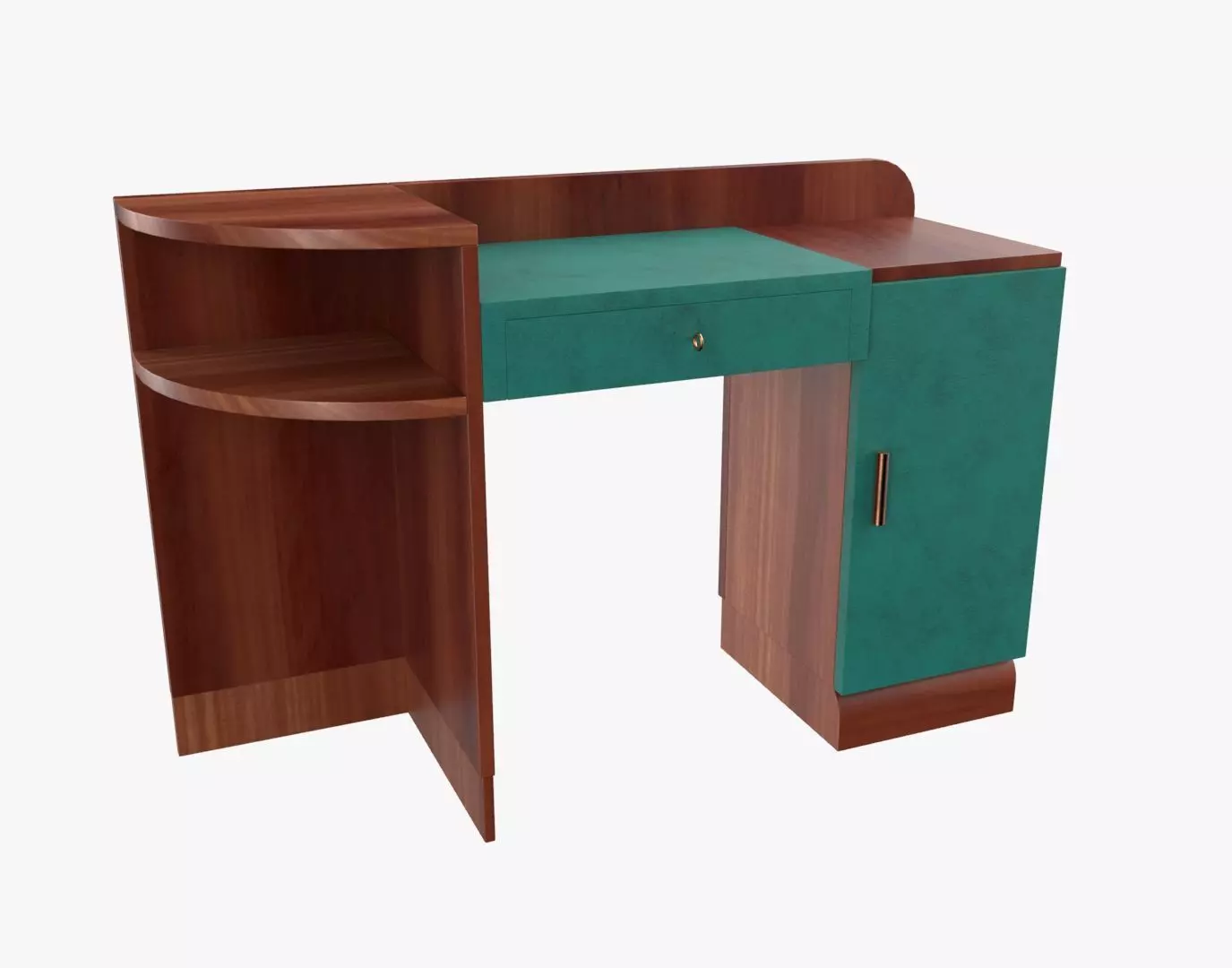French Desk Drawers Interior Desk Turquoise V2 3D model
