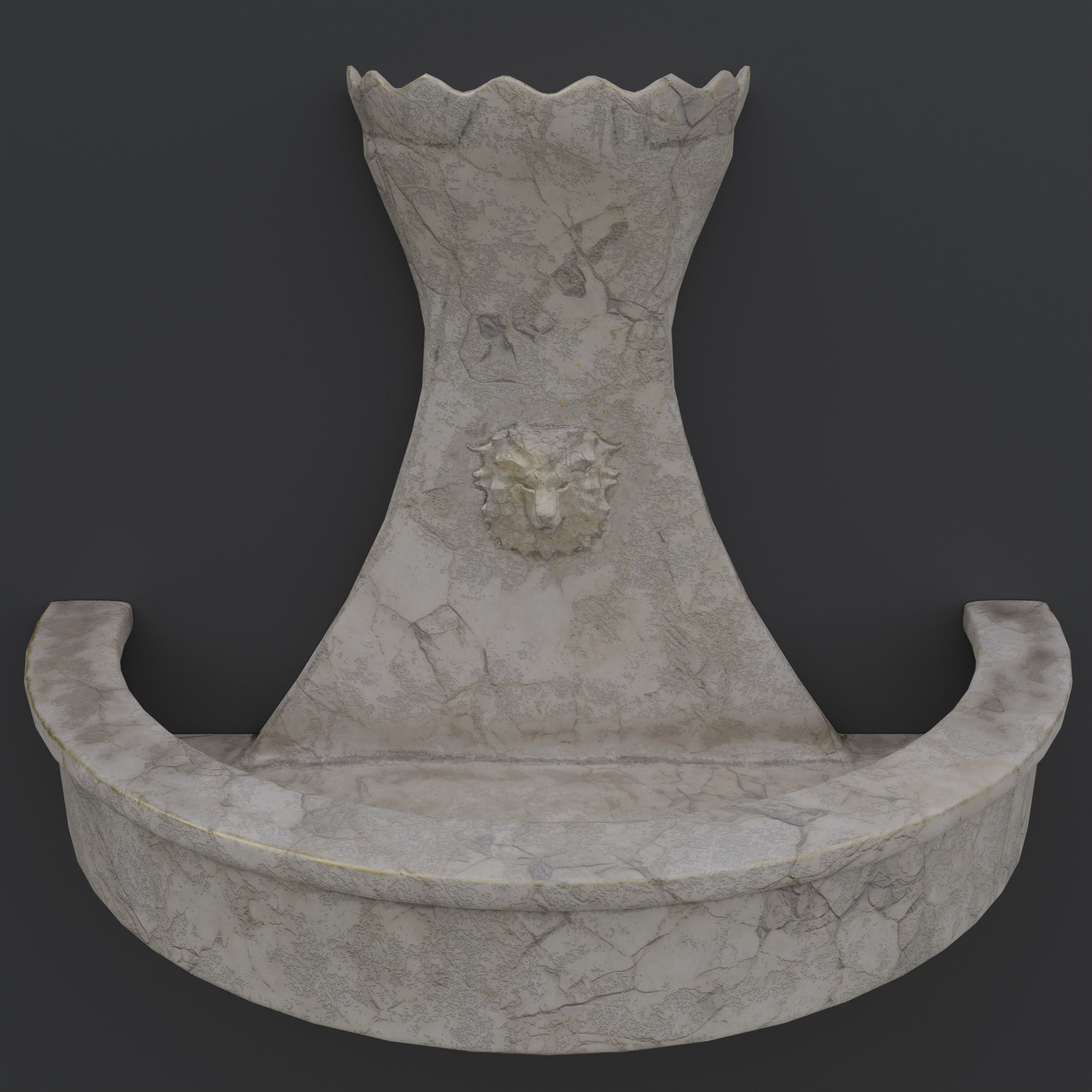 Old Lion Fountain Low-poly 3D model_3