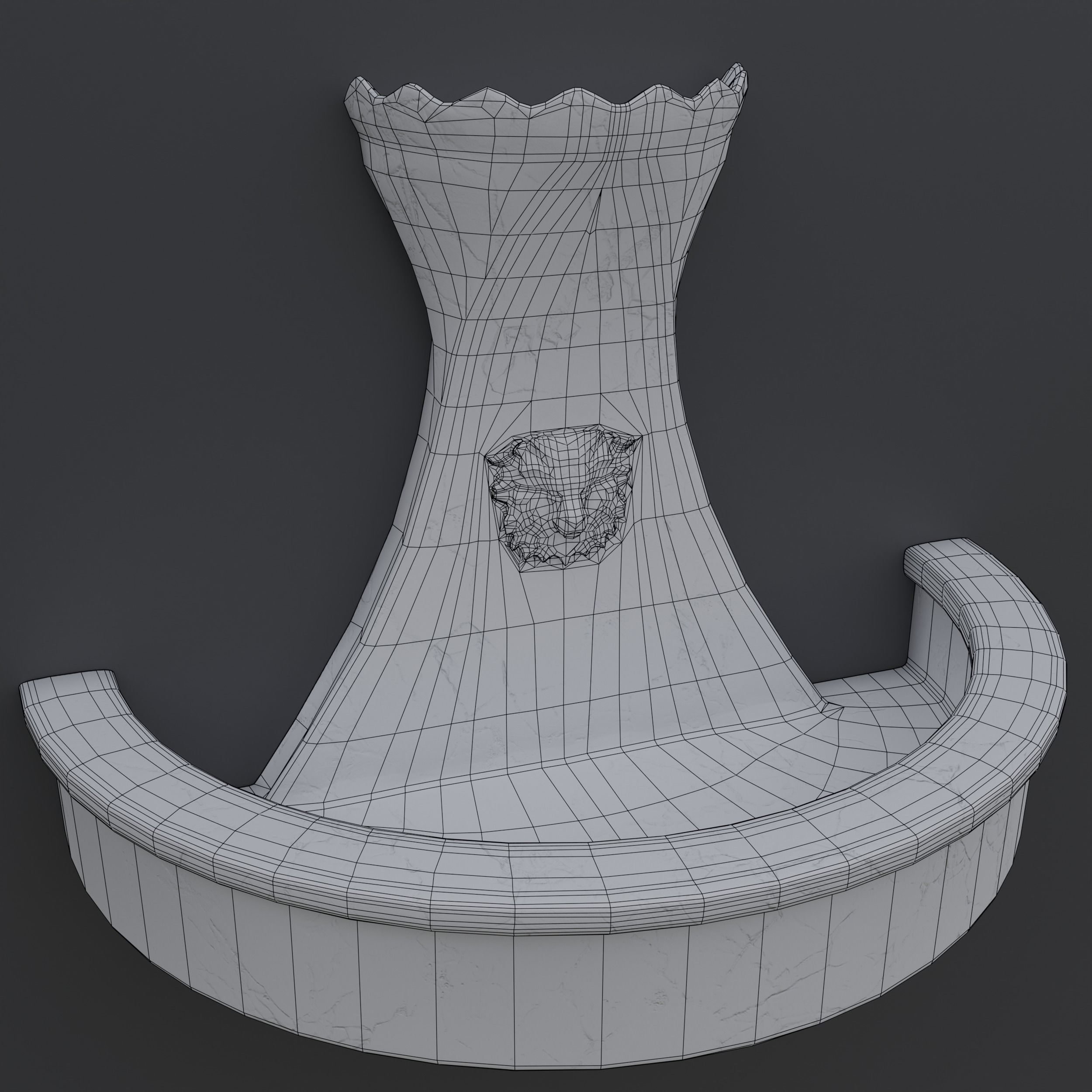 Old Lion Fountain Low-poly 3D model_8