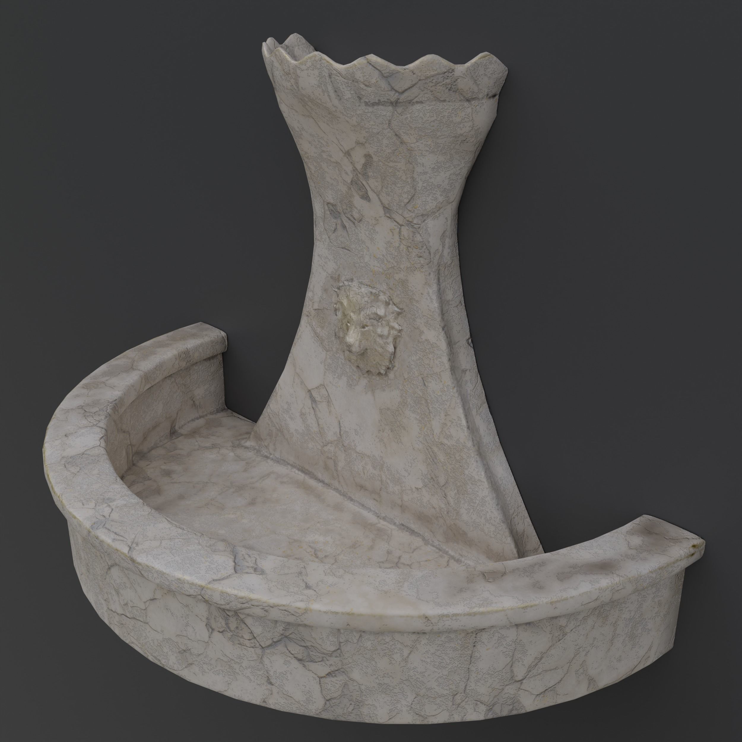 Old Lion Fountain Low-poly 3D model_4