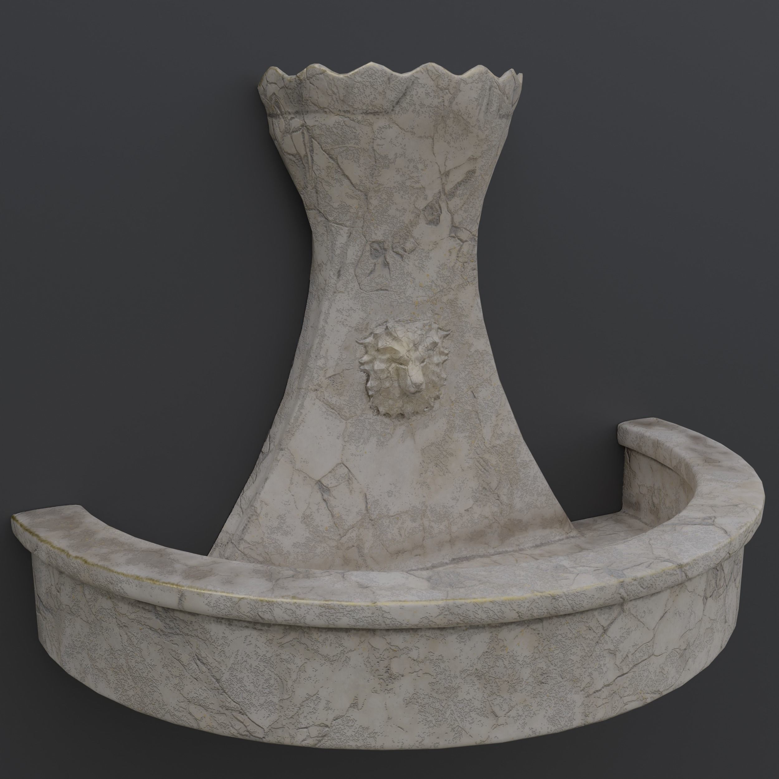 Old Lion Fountain Low-poly 3D model_1