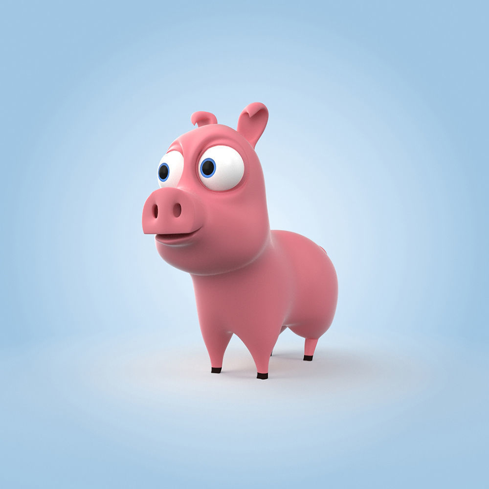 Cartoon Pig 3D model_3