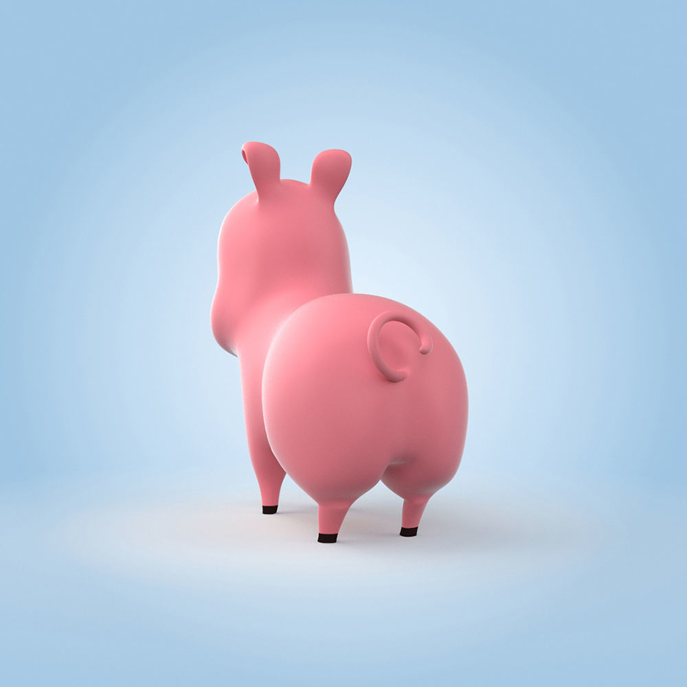 Cartoon Pig 3D model_2
