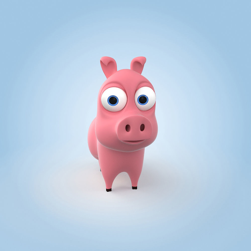 Cartoon Pig 3D model_4