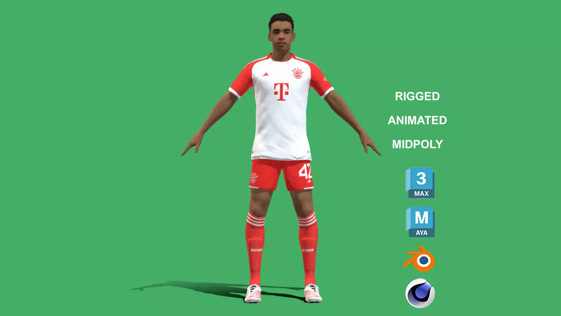 3D Rigged Jamal Musiala Bayern Munich 2024 3D model_0