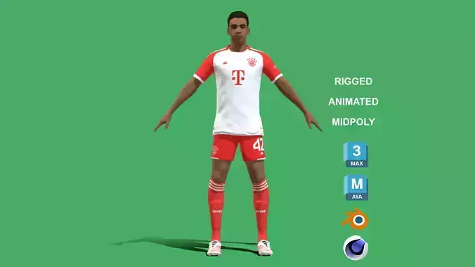 3D Rigged Jamal Musiala Bayern Munich 2024 3D model