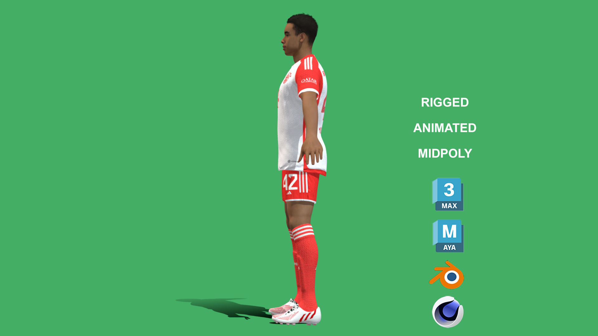 3D Rigged Jamal Musiala Bayern Munich 2024 3D model_7