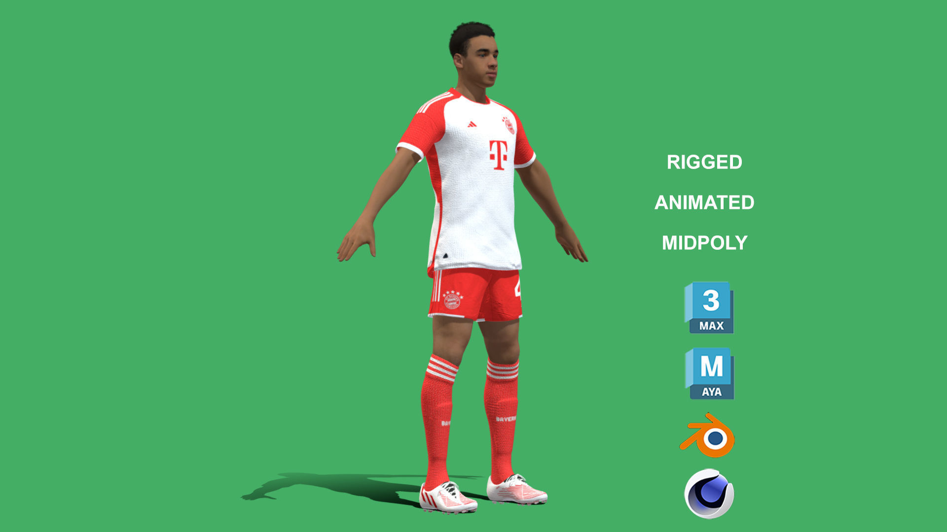 3D Rigged Jamal Musiala Bayern Munich 2024 3D model_2