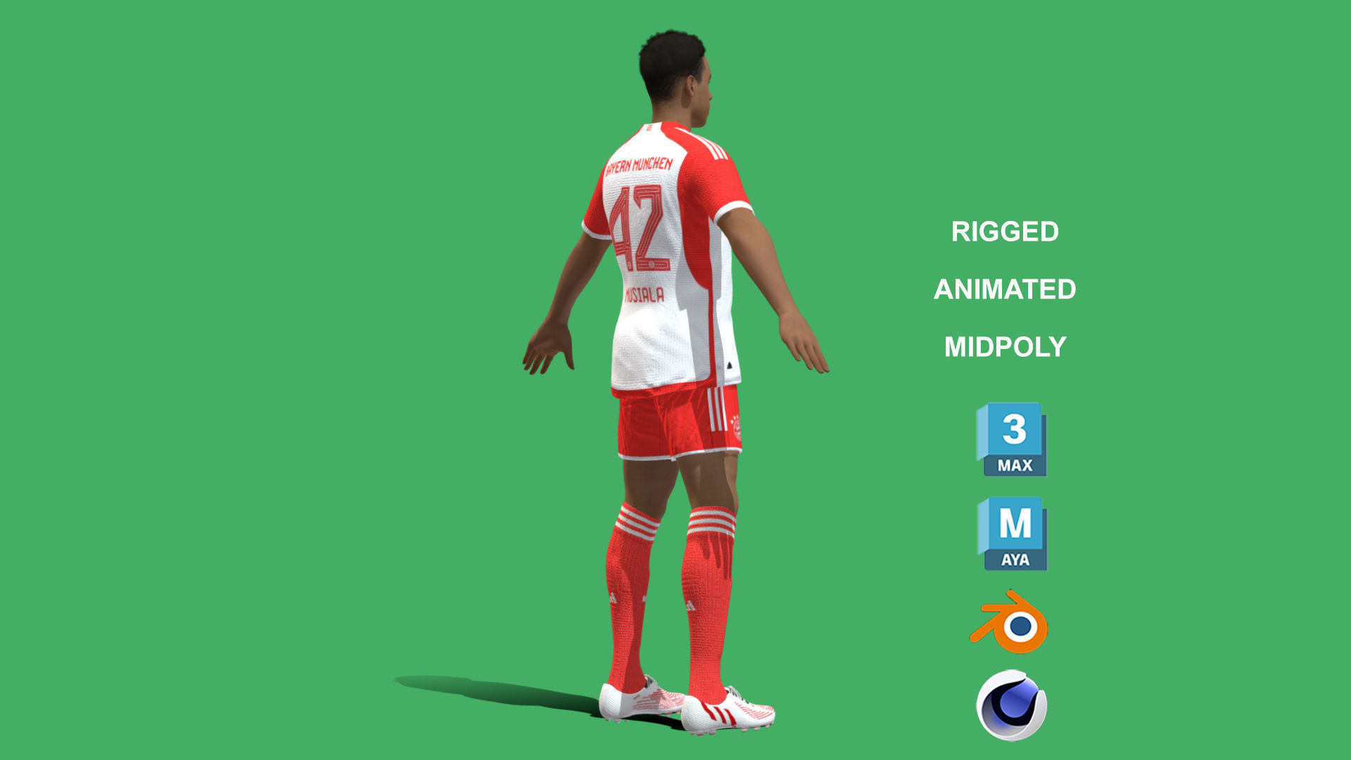 3D Rigged Jamal Musiala Bayern Munich 2024 3D model_4