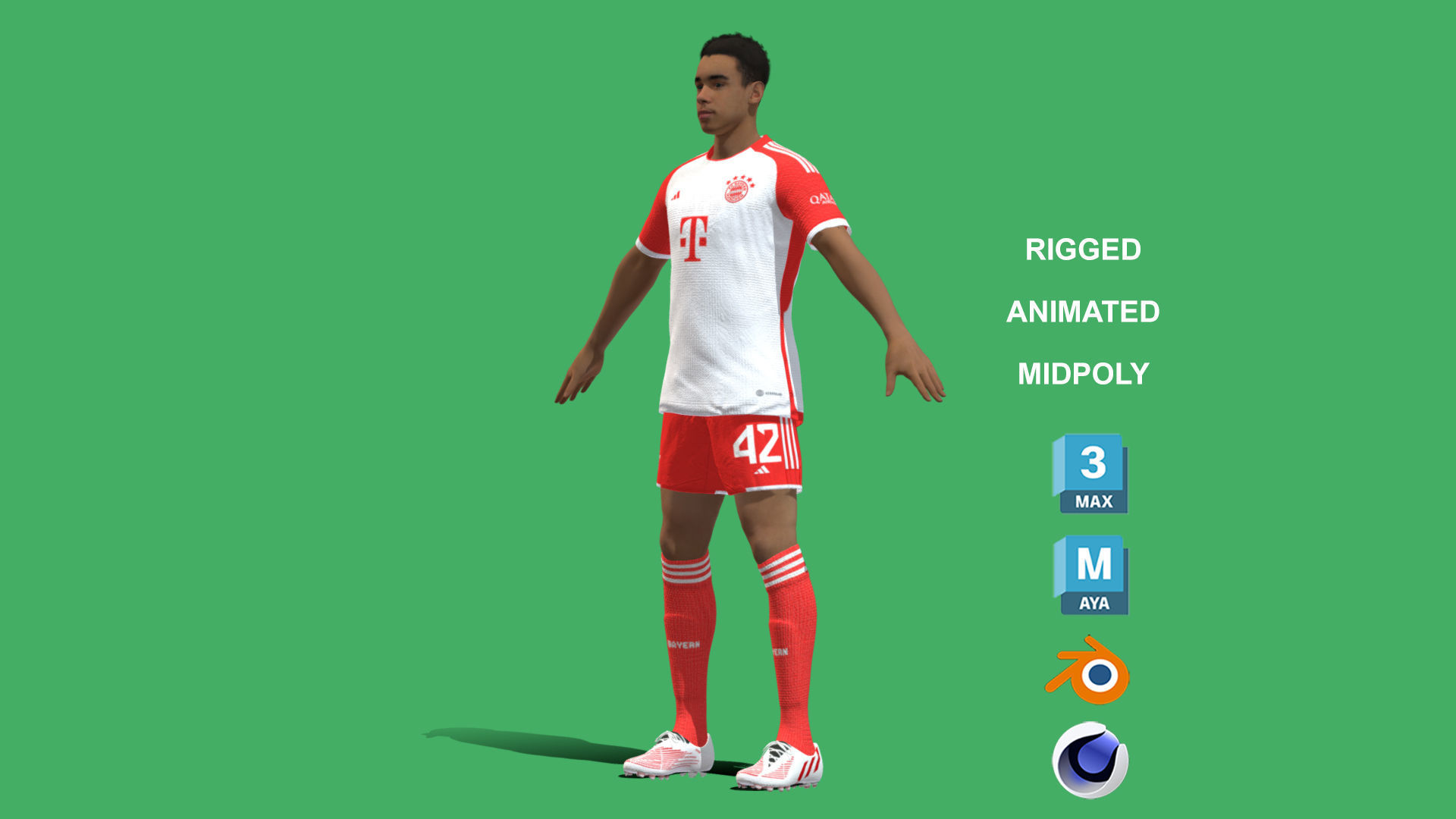 3D Rigged Jamal Musiala Bayern Munich 2024 3D model_8