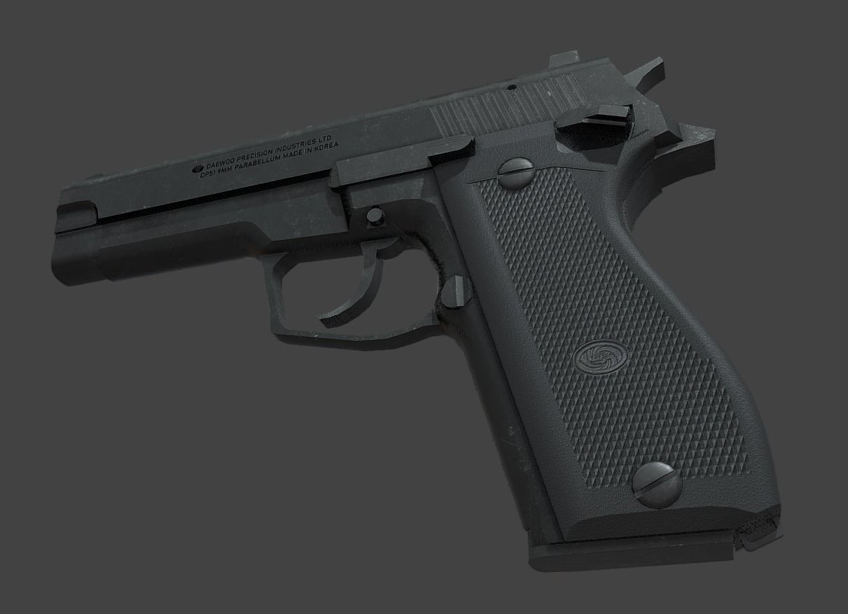ROK Army Daewoo K5 Pistol Low-poly 3D model_2
